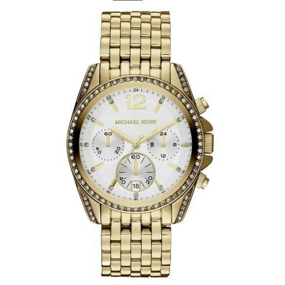 MICHAEL KORS Women's MK5835 Pressley Gold Tone Chronograph Watch - Picture 1 of 9
